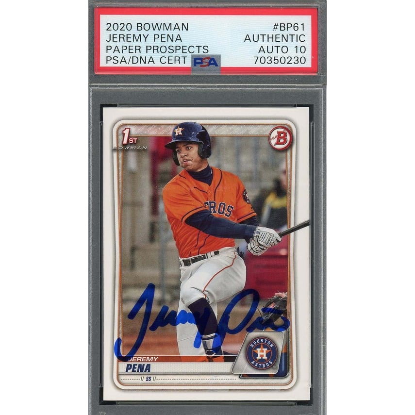 Jeremy Pena 2020 1st Bowman Paper Prospects Signed Rookie Card #BP61 Auto PSA 10 - 8'6" x 11'6"