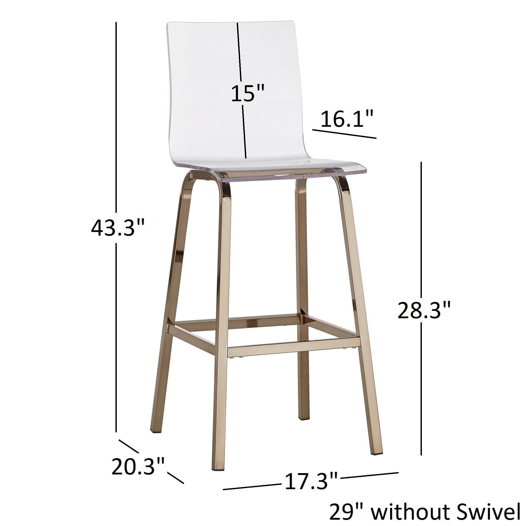 Miles clear acrylic swivel high back bar 2025 stools with back by inspire q bold