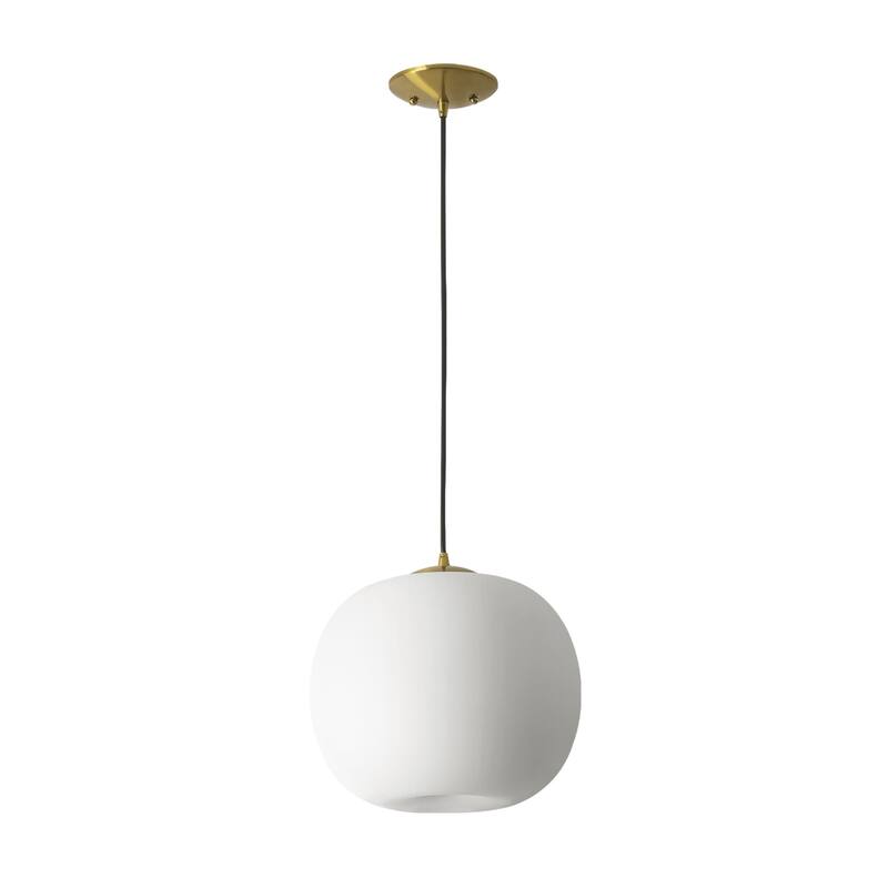 1-Light Modern Gold Hanging Pendant Light with Opal Glass Globe Lamp Shade for Kitchen Island, Bedroom