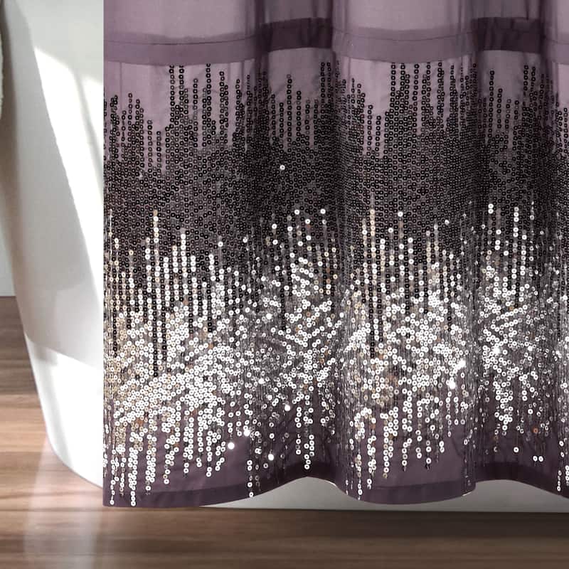 Lush Decor Polyester Shimmer Sequins Shower Curtain
