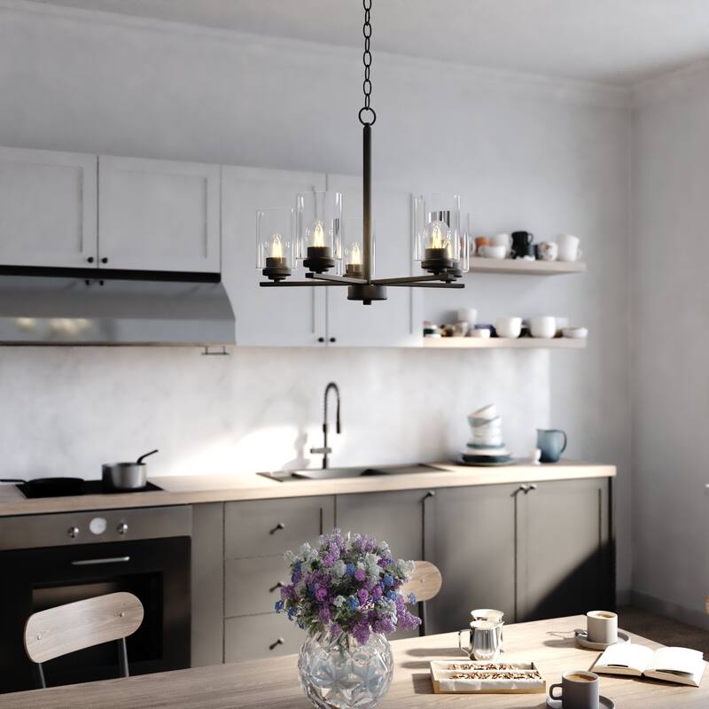 Park Ridge 5-Light Round Chandelier, Clear Glass Shade, Pendant Fixture for Dining Table Kitchen Entryway Bedroom Island