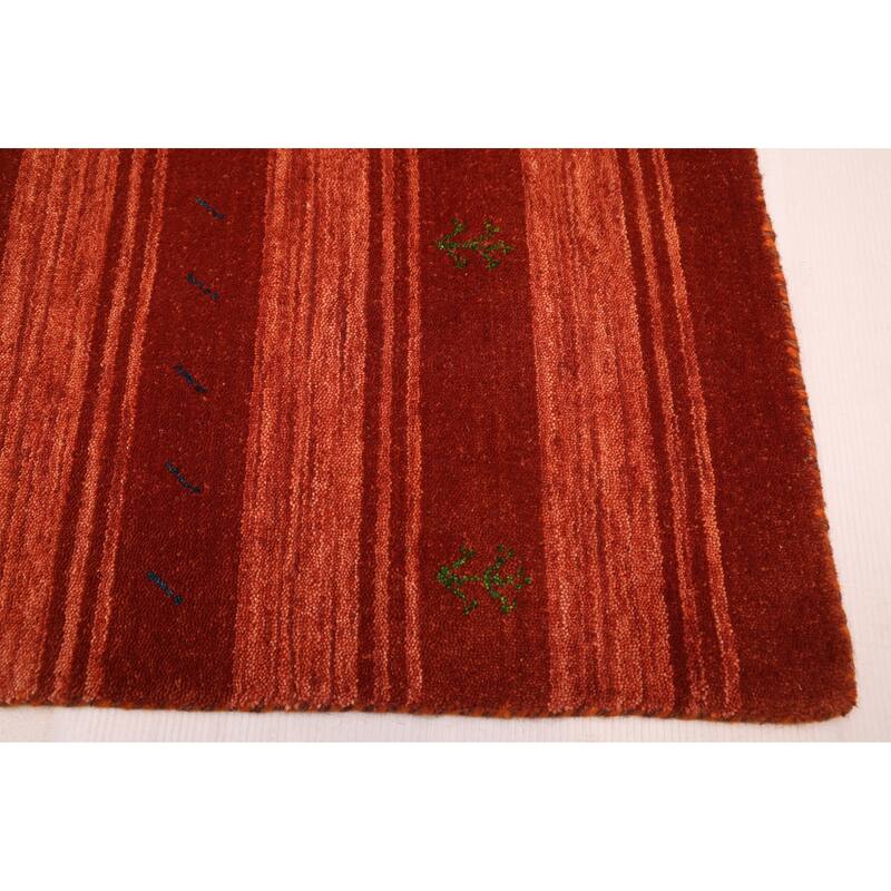 ECARPETGALLERY Hand Loomed Kashkuli Gabbeh Dark Copper Wool Rug - 6'8 x 9'9
