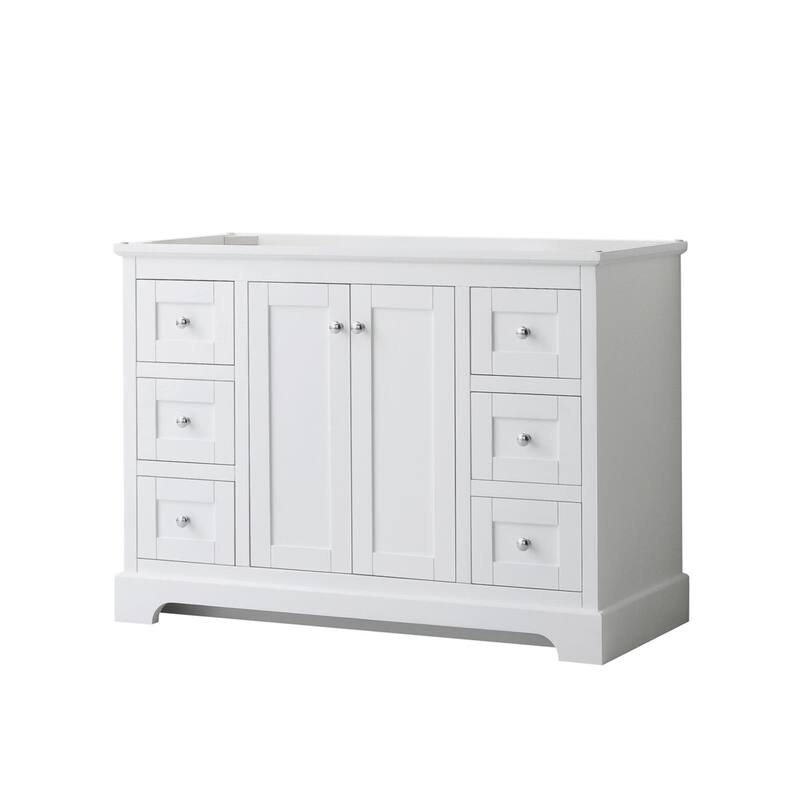 Wyndham Collection Avery 48" Single Free Standing Vanity Cabinet Only - White / Polished Chrome Hardware