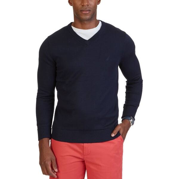 navy blue v neck sweatshirt