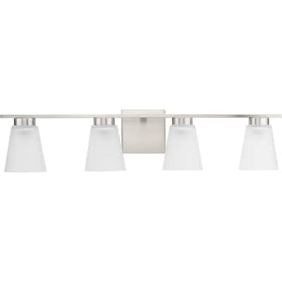 Tanner Collection Four-Light Brushed Nickel Transitional Vanity Light - 31.12 in x 6.5 in x 7.12 in