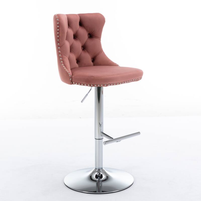 Counter Height Swivel Barstools Adjustable Upholstered Bar Chairs Set of 2