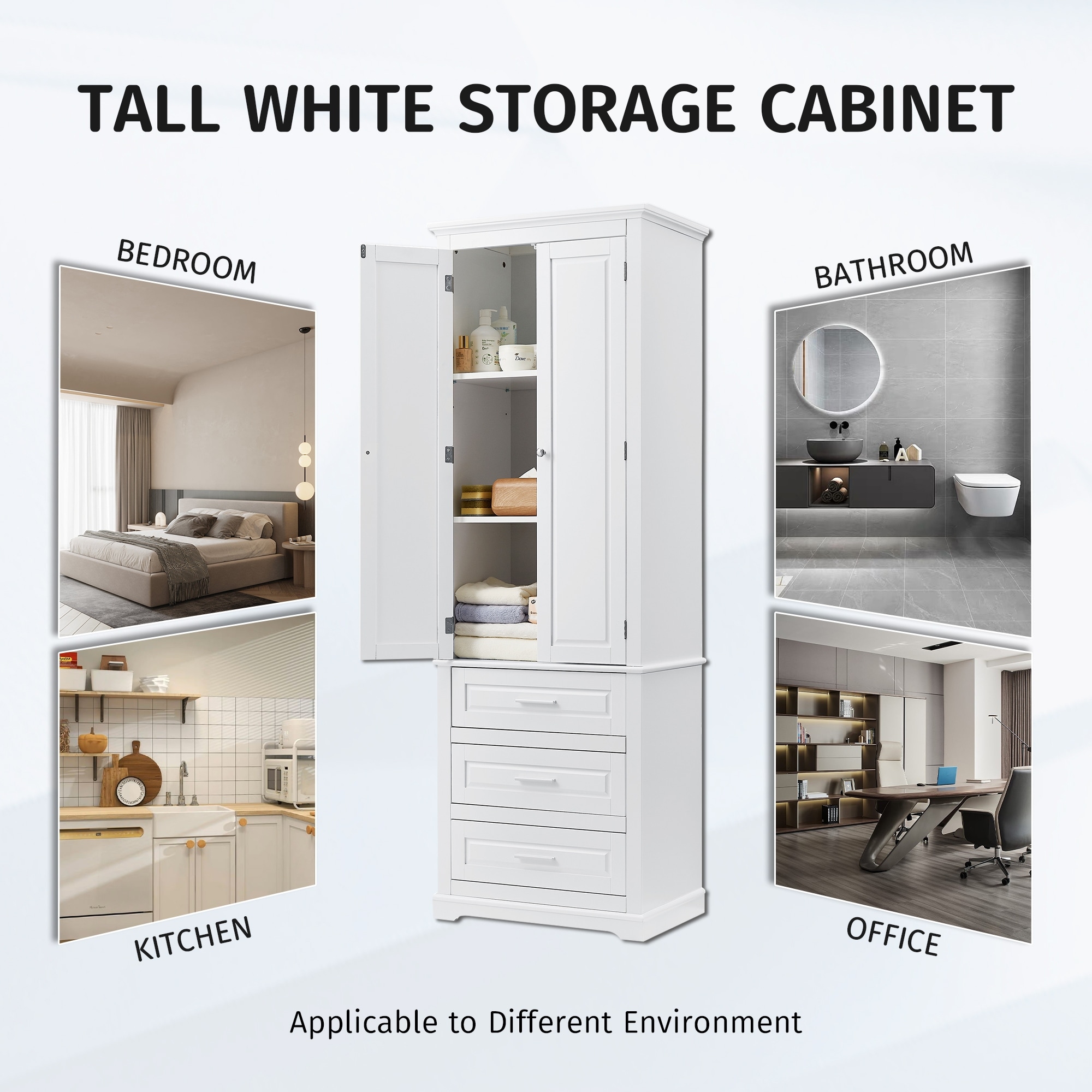 Double door on sale tall cabinet
