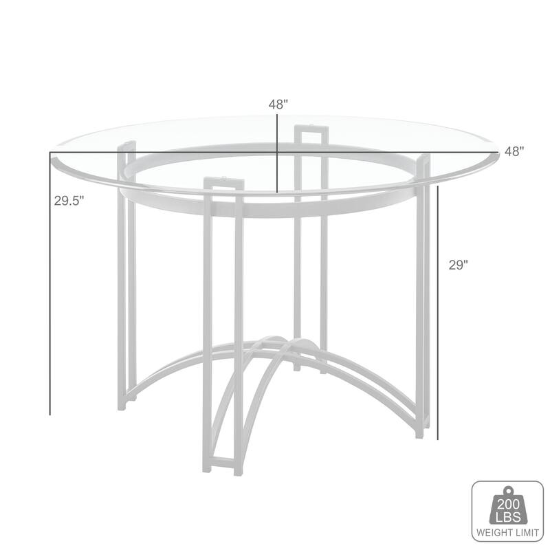 Tibet 48 Inch Glass and Black Iron Round Dining Table