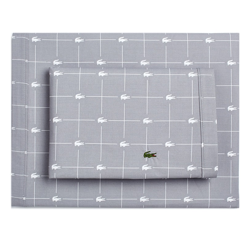 Lacoste Slice Geometric Cotton Sheet Set - Full - Sleet