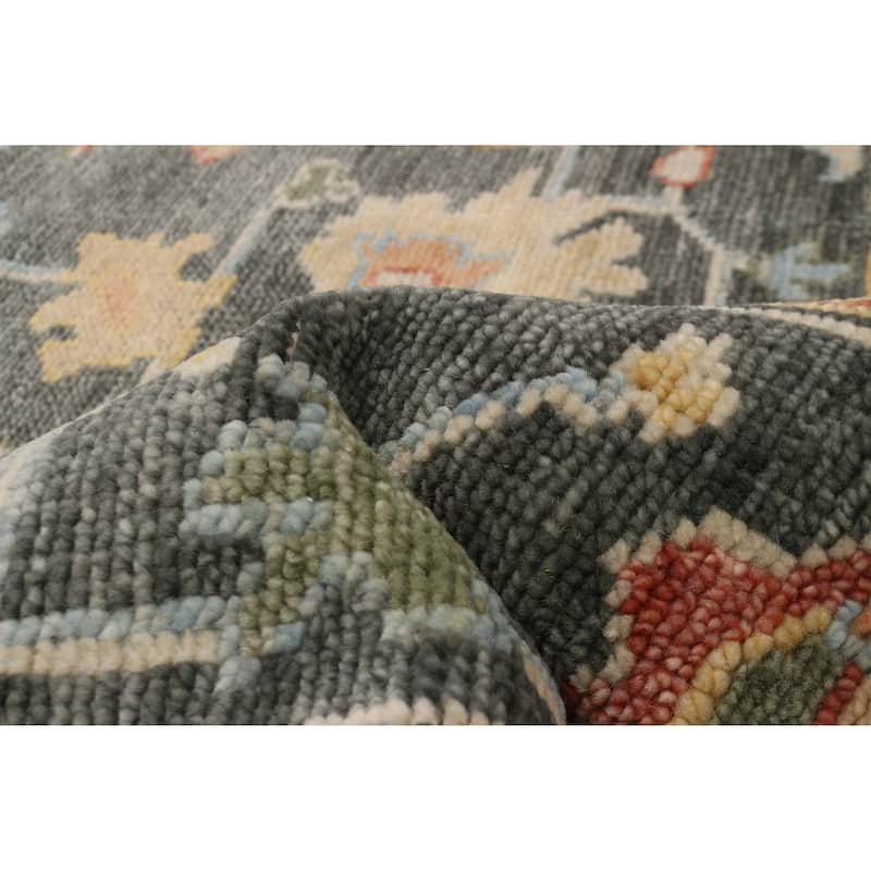 ECARPETGALLERY Hand-knotted Modern Oushak Dark Grey Wool Rug - 7'11 x 9'11