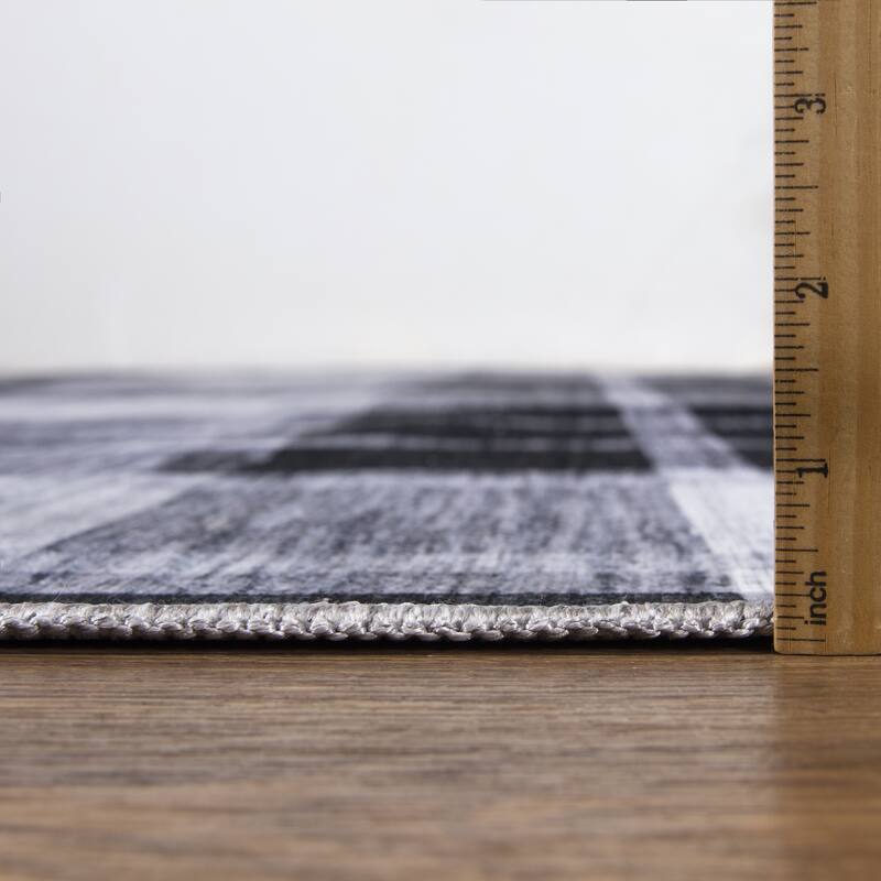 Abani Rugs PAR130A Parker Plaid Cream Black Area Rug