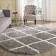 preview thumbnail 11 of 56, SAFAVIEH Montreal Shag Leefke Trellis 2-inch Thick Rug 6'7" x 6'7" Round - Grey/Ivory