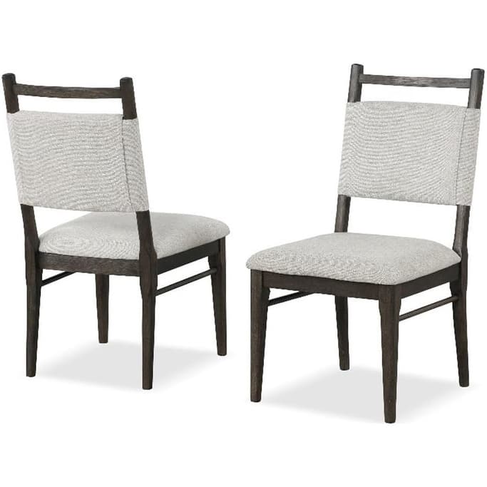Modern Upholstered Side Chairs Set Dark Walnut Finish