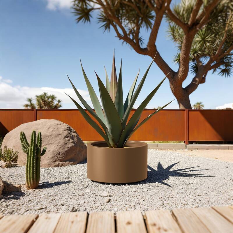 Rustic Corten Steel Raised Outdoor Planter with Open Base for Drainage