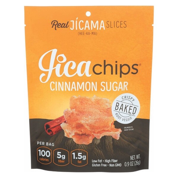 Jicachips Jicama Chips - Cinnamon Sugar - Case of 8 - 0.9 oz.