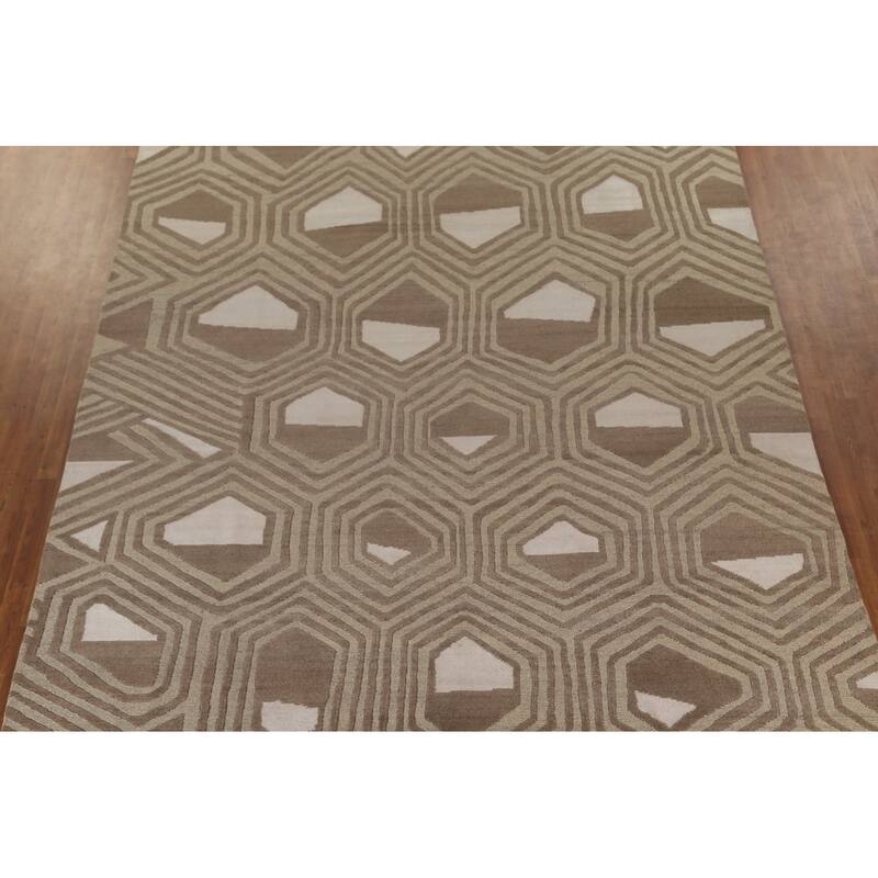 Large Abstract Modern Rug Handmade Wool Carpet - 9'11"x 13'9"