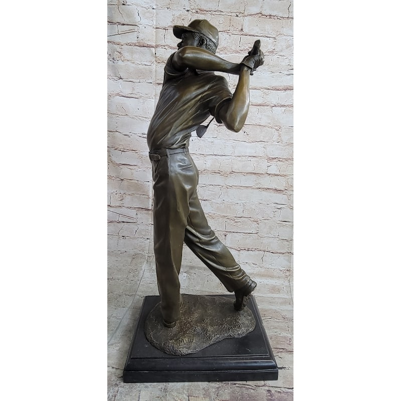 Tiger Woods Male Golfer Bronze Statue Sculpture Figure Pga Golf Trophy Decor Collectible