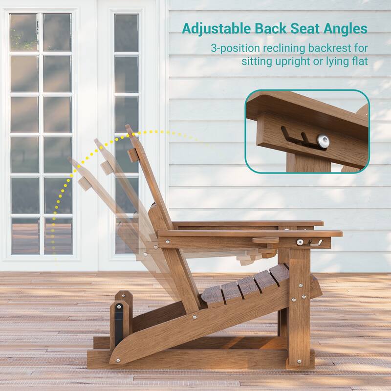 Glider Adirondack Chair 3-Position Adjustable, HDPE Wood-Like Texture