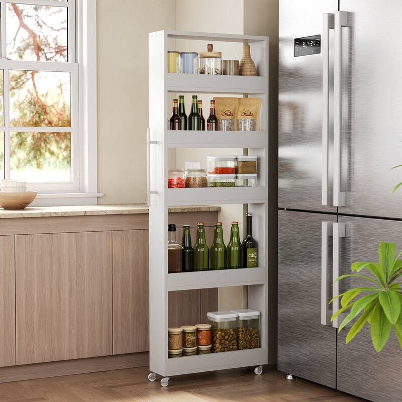 5-tier Slim Storage Rolling Cart with Handle and Wheels