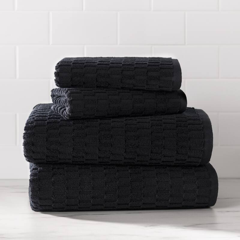 DKNY Metro Tile Quick Dry Bath and Hand Towel 4-piece Set - Black