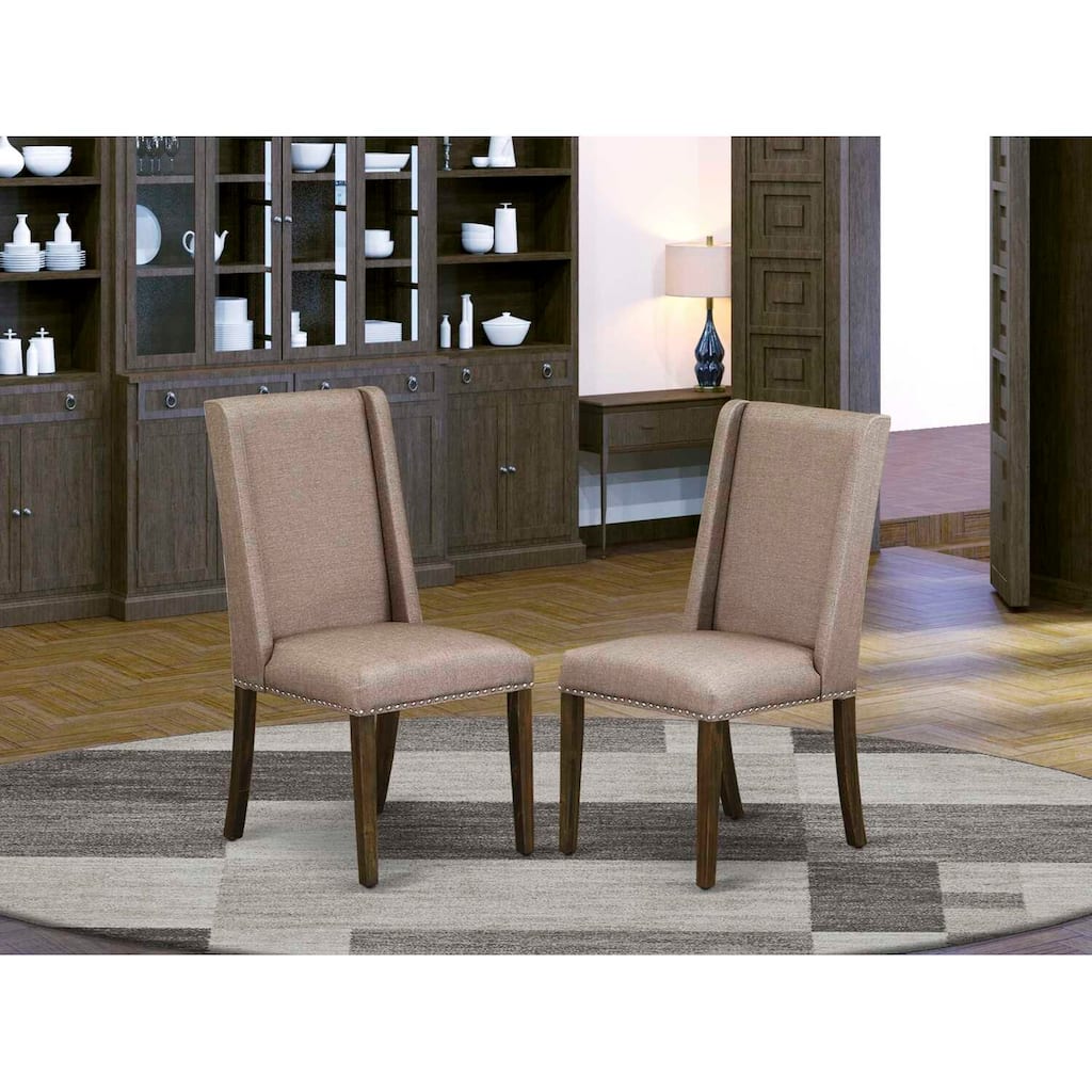 Parsons Chair Set of 2 with Dark Khaki Fabric, Elegant Dining Room Accent - 19.25