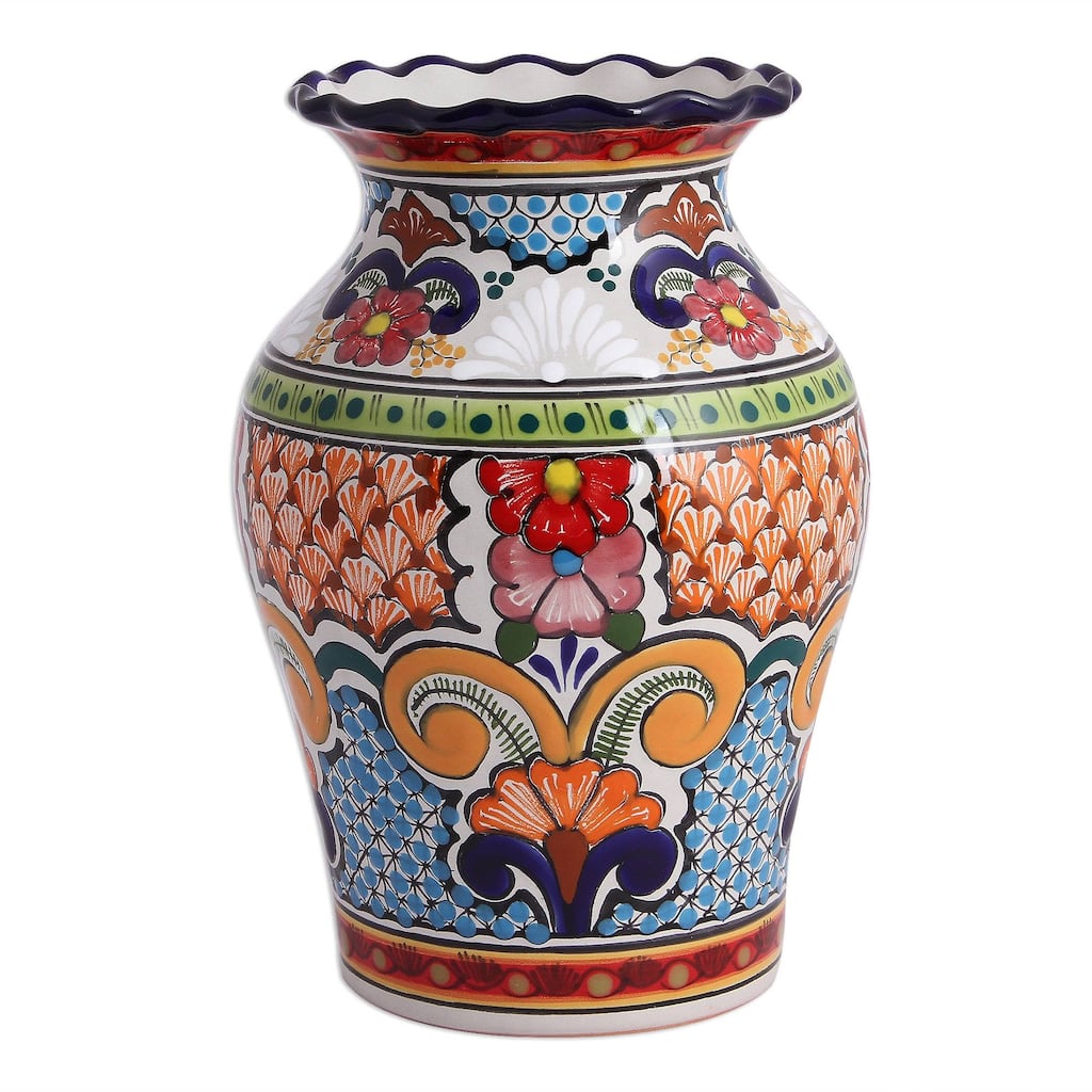 Handmade Talavera Dream Ceramic decorative vase (Mexico)