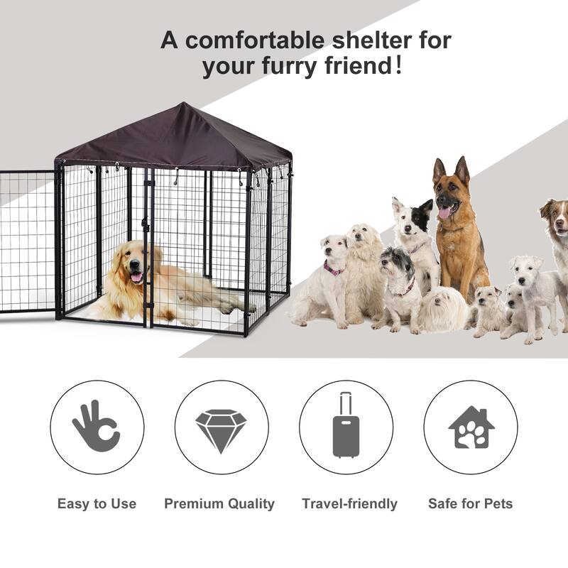 PawHut Lockable Dog House Kennel with Water-resistant Roof for Small and Medium Small Sized Pets
