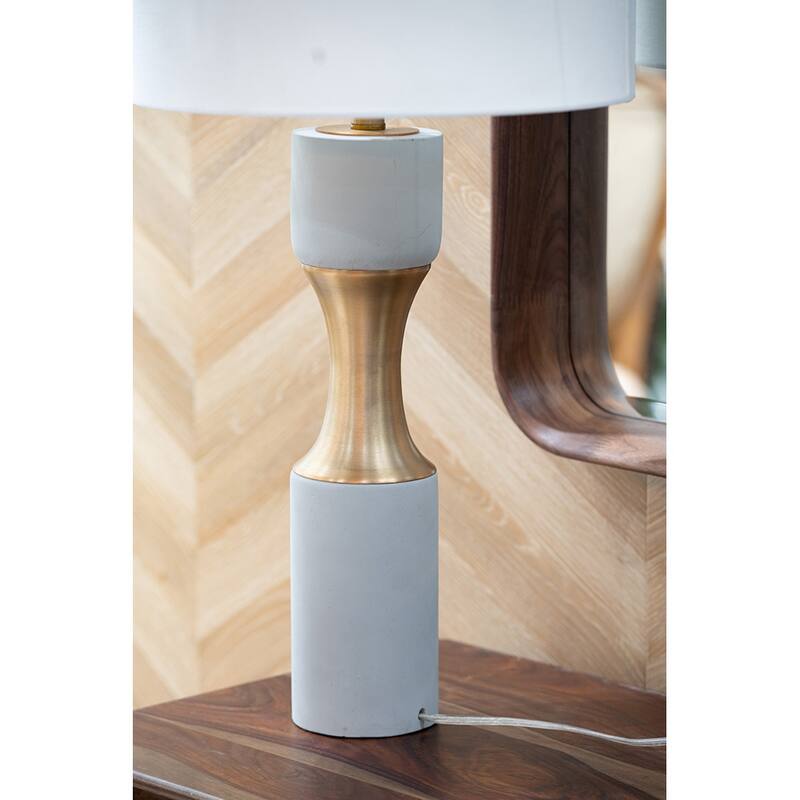 15x15x30" Cement With Metal Table Lamp