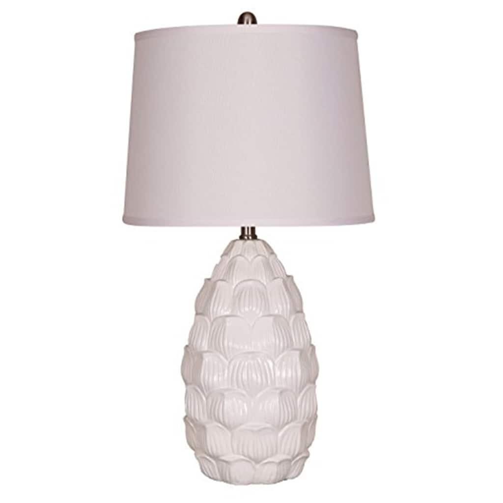 28 in. White Finish Table Lamp with White Shade, Sturdy Table Lamp for Living Rooms and Bedrooms