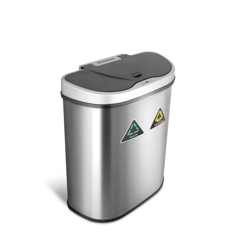 NINESTARS 18 Gallon Dual Compartment Motion Sensor Trash Can DZT-70-11R