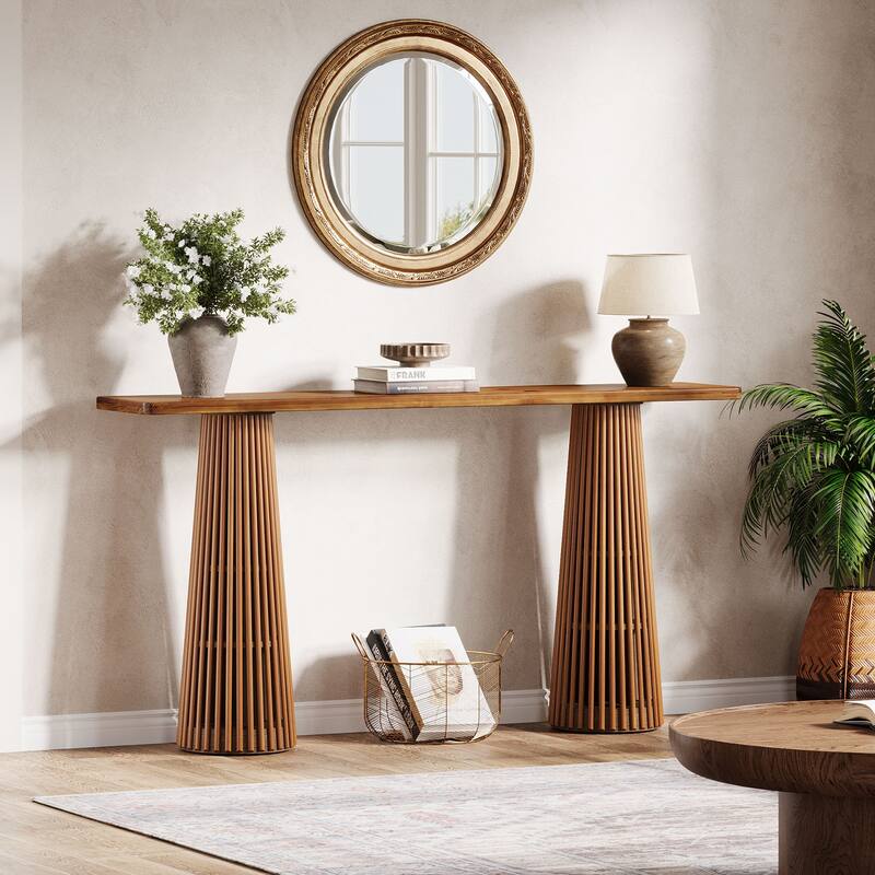 63'' Long Console Table, Wooden Sofa Table Behind the Couch Entryway Furniture
