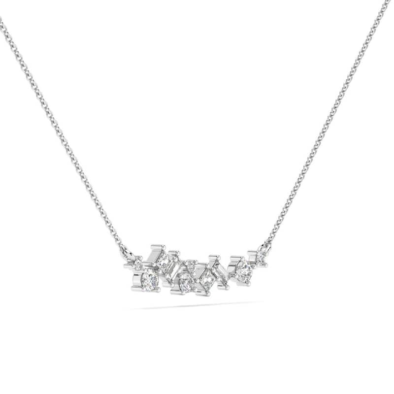1Ct TW Diamond Mixed Fancy Shape Designer Necklace Gold Lab Grown Pendant