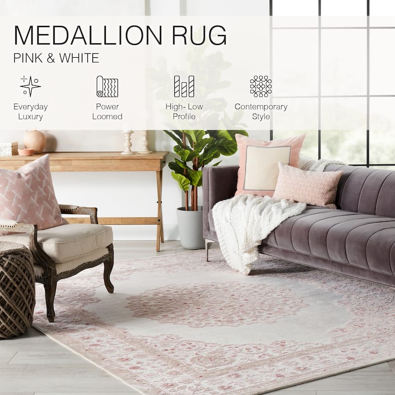 Juniper Home Fables Collection Oriental Medallion Area Rug