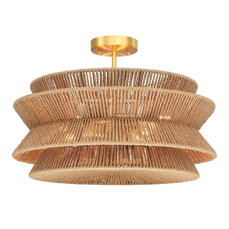 Silvia 4-Light Tiered Woven Rope Semi-Flush Mount Ceiling Light - 20'' W