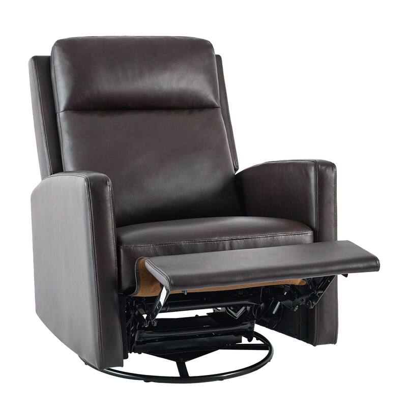 Modern Swivel Recliner Chair with Glider Rocking Motion High Back PU Leather Upholstery