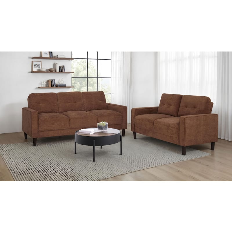 Bowen II Fabric Upholstered Track Arm Sofa Set