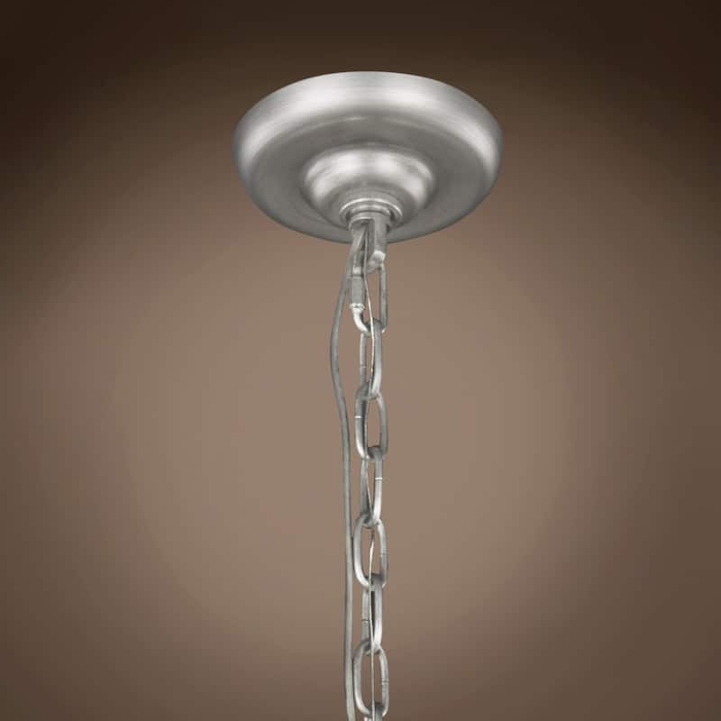 Teardrop Glass Chandelier 6 Light 28" In Antique Silver - 14.00