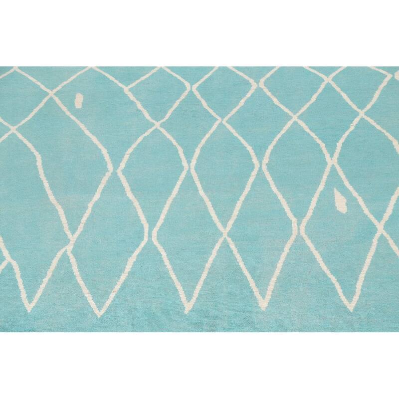 Vegetable Dye Contemporary Trellis Moroccan Wool Area Rug Hand-knotted - 6'5" x 9'7"