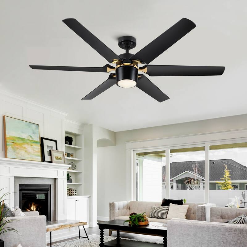 YUHAO 72 Inch Windmill Antique Black Industrial Wooden Large Ceiling Fans With LED Lights and Remote Control