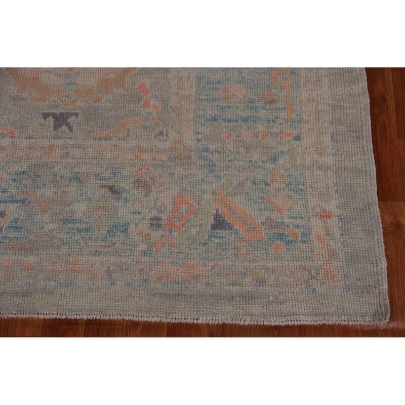 Hand Knotted Oriental 100% Wool Carpet Transitional All-Over Greys & Charcoal Oushak Area Rug - 9' 11'' X 8' 0''
