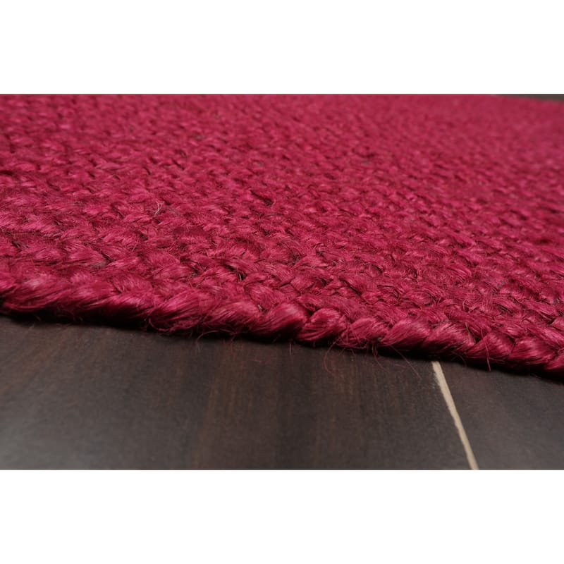 Hand Made Burgundy Handspun Jute Modern&Contemporary Oriental Area Rug - 2' x 3'