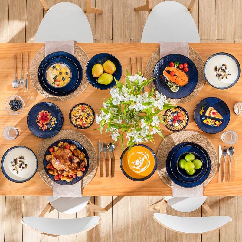 MALACASA LYDIA Embossed Stoneware 16-Piece Dinnerware Set