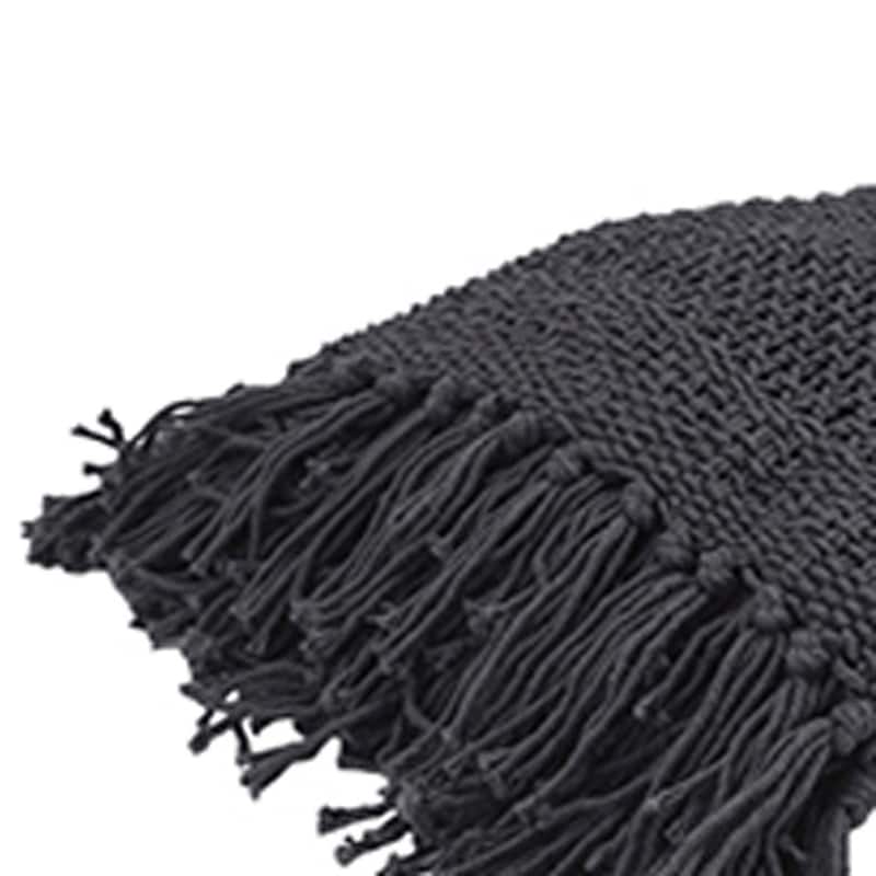 HomeRoots Blue Gray Woven 100% Cotton Throw Blanket