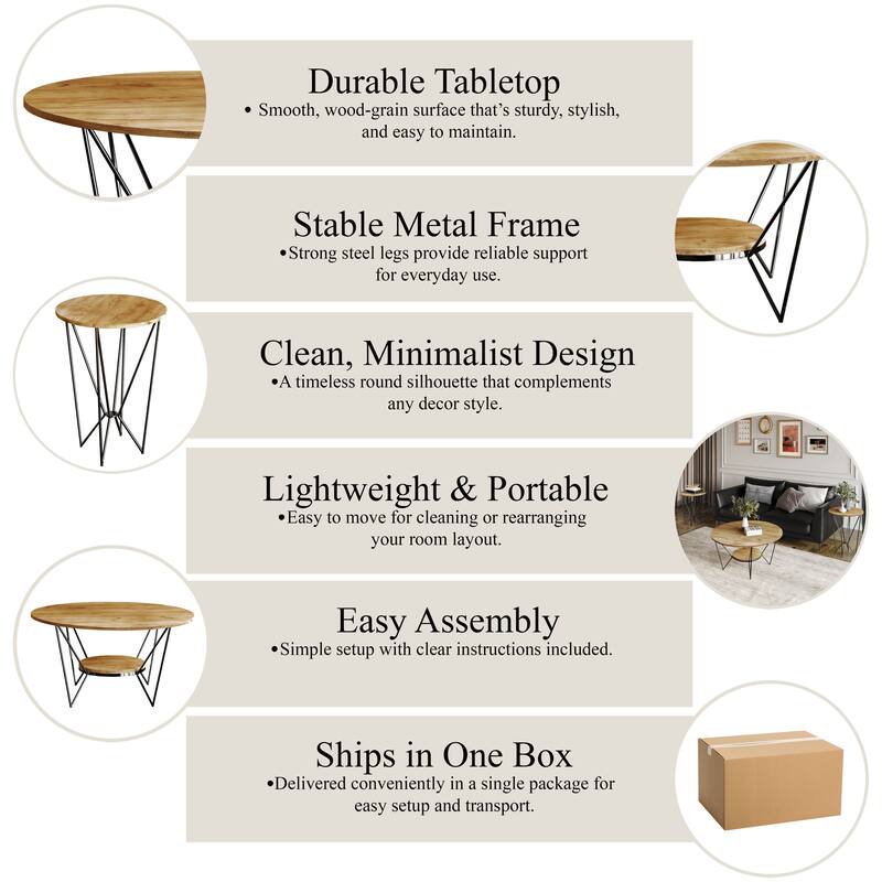 CraftPorch Classic 3- Pieces Coffee Table Set