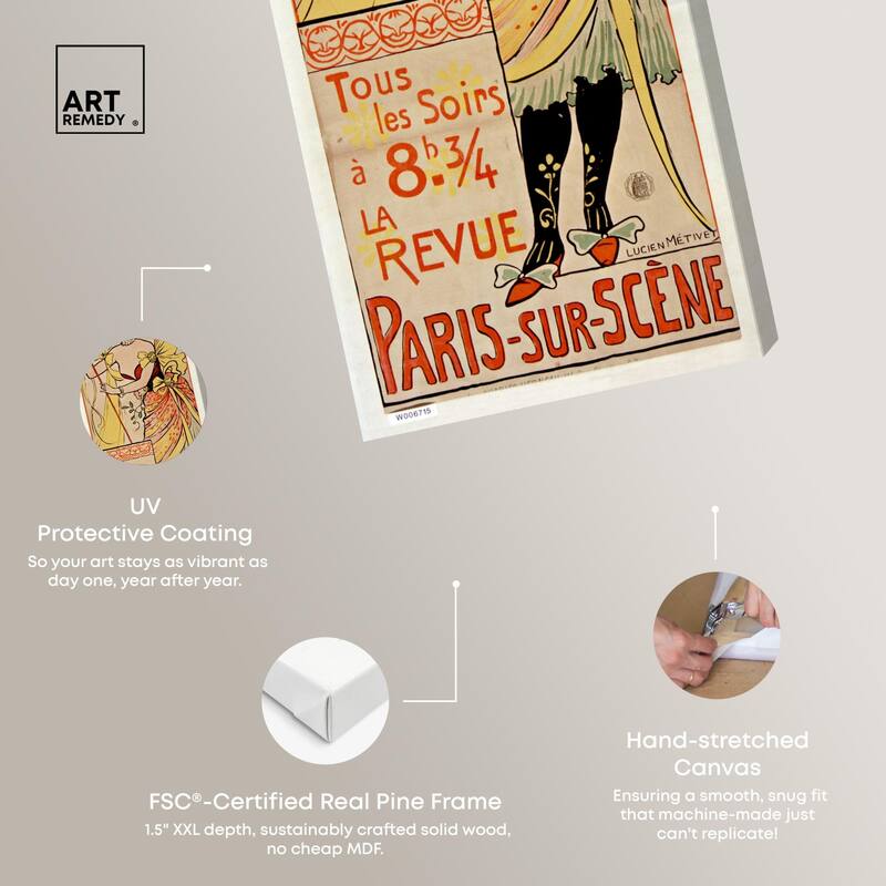 L Athenee Comique Panoramic Canvas by Art Remedy, Gallery Wrapped