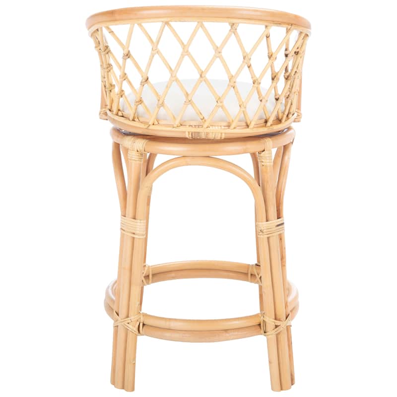 SAFAVIEH Galini 24-inch Rattan Counter Stool with Cushion - 21" W x 21" D x 35" H