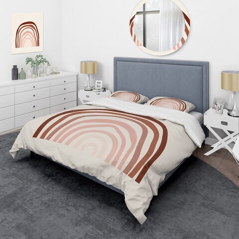 Designart 'Terracotta Minimalist Boho Rainbow I' Modern Duvet Cover Set