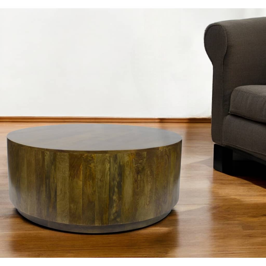 HomeRoots 42" Brown Solid Wood Round Coffee Table - 42' X '17' X '42