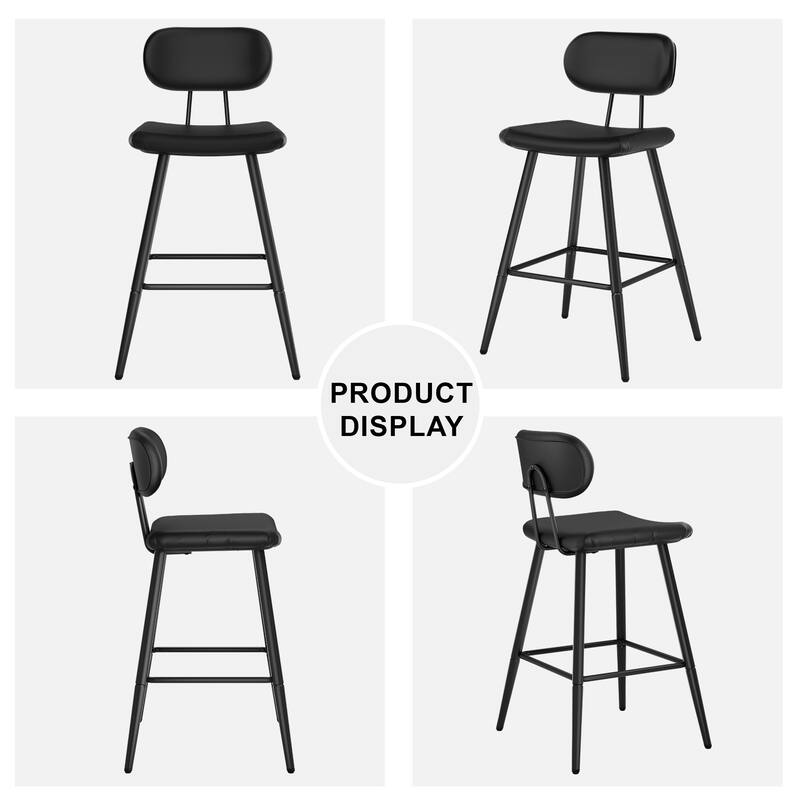 26.75" Leather Counter & Bar Stool with Large Seat and Back