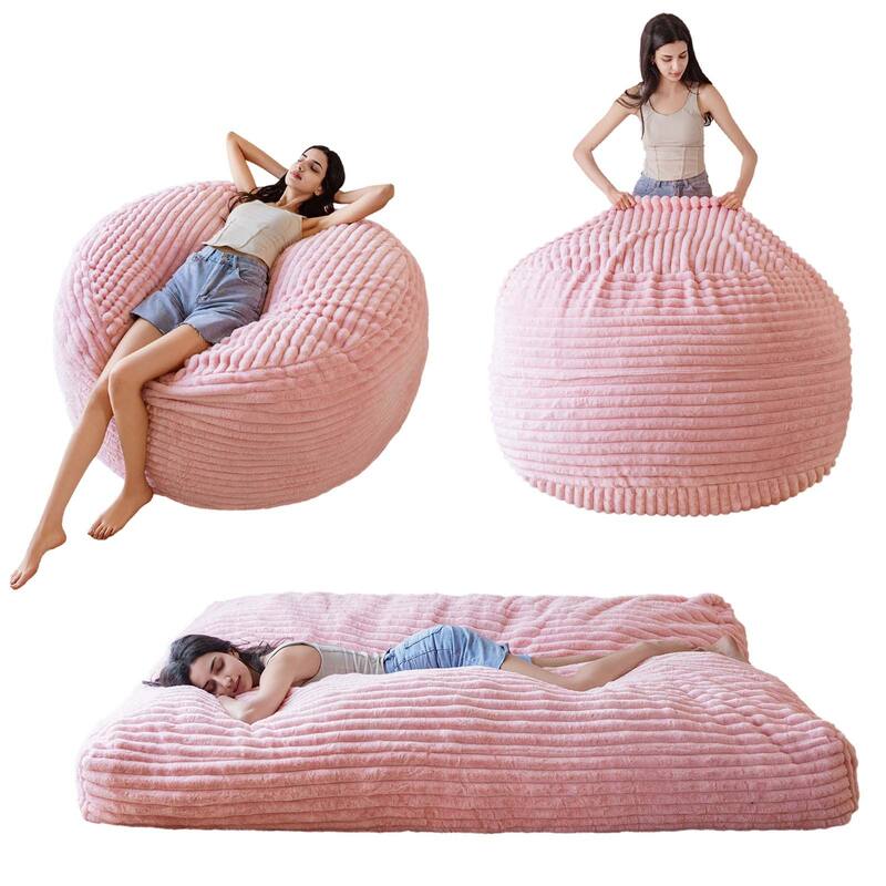 Thick striped Convertible bean bag bed - Pink - Medium